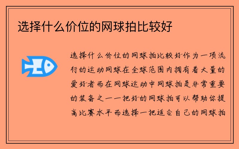 选择什么价位的网球拍比较好