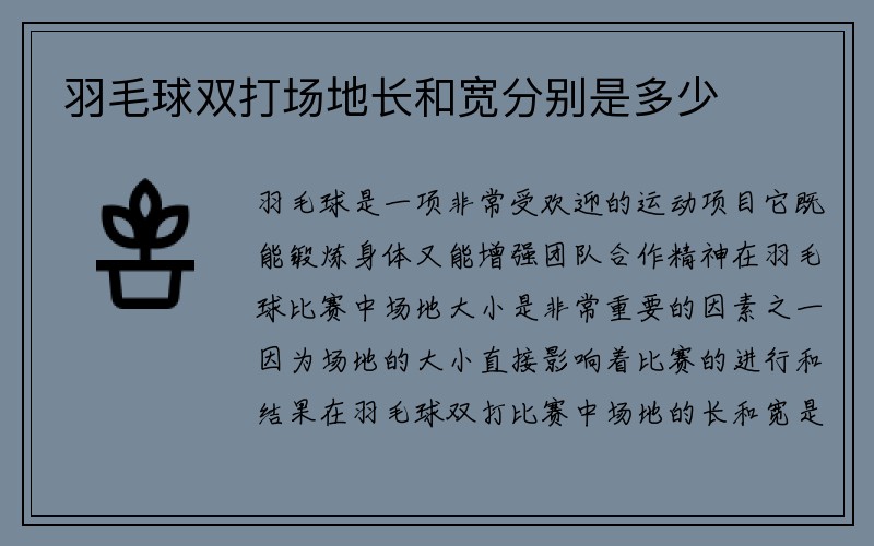 羽毛球双打场地长和宽分别是多少