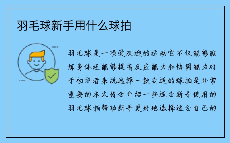 羽毛球新手用什么球拍